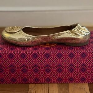 Tory Burch Reva Ballet Flats Women Gold 8.5